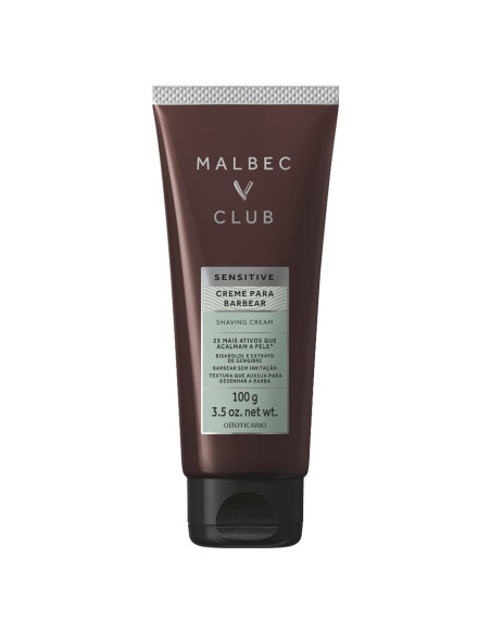 Crema de Afeitar Malbec Club para Hombres 99g - Hidratante y Suave