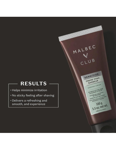 Crema de Afeitar Malbec Club para Hombres 99g - Hidratante y Suave