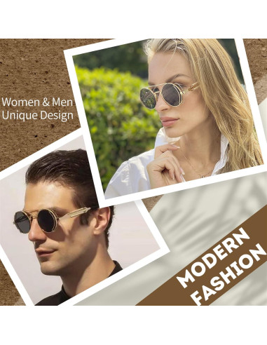 Gafas de sol FEISEDY aviador redondas metal UV400