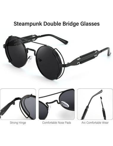 Gafas de sol FEISEDY aviador redondas metal UV400