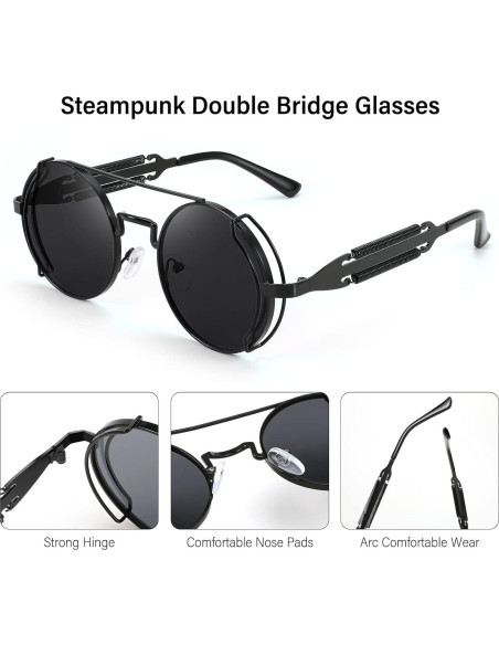 Gafas de sol FEISEDY aviador redondas metal UV400 Gafas de sol FEISEDY aviador redondas metal UV400