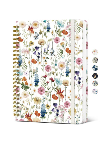 Cuaderno Espiral Taja A5 Floral 140 Páginas Rayadas
