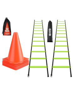 Escalera de Agilidad GHB Pro 12 Peldaños 6 Metros + 12 Conos 18 cm