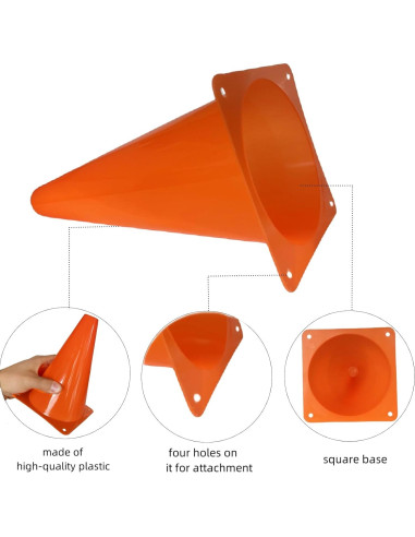 12 Conos Deportivos de Plástico Naranjas 18 cm LCPQMZGH