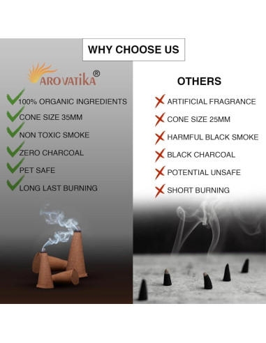 Conos de Incienso ARO VATIKA Palo Santo Védico 120 Unidades
