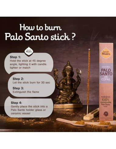 Varitas de Incienso Palo Santo Sagrada Madre 8pcs 23cm Ecológicas