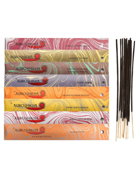 Incienso Auroshikha Trópicos 8 Paquetes 10g Varitas