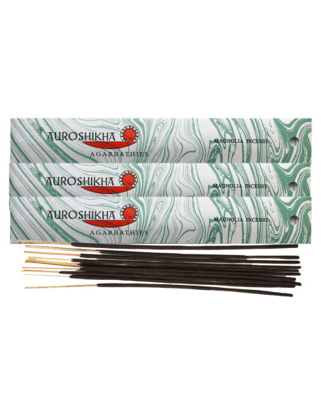 Varitas de Incienso Auroshikha Magnolia - 30 g (3 Paquetes)