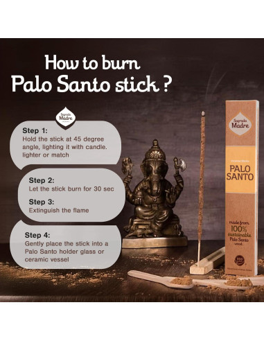 Incienso de Palo Santo Sagrada Madre 8 Varitas 23cm Ecológico