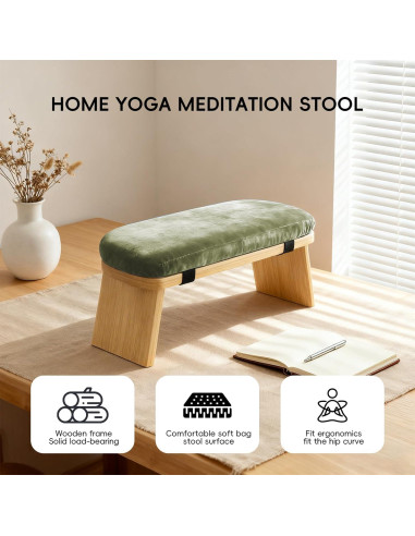 Banco de Yoga Ergonómico HUIJUBAO de Madera de Haya Verde
