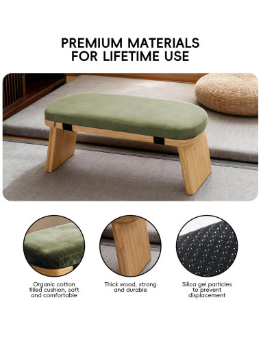 Banco de Yoga Ergonómico HUIJUBAO de Madera de Haya Verde