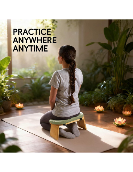 Banco de Yoga Ergonómico HUIJUBAO de Madera de Haya Verde