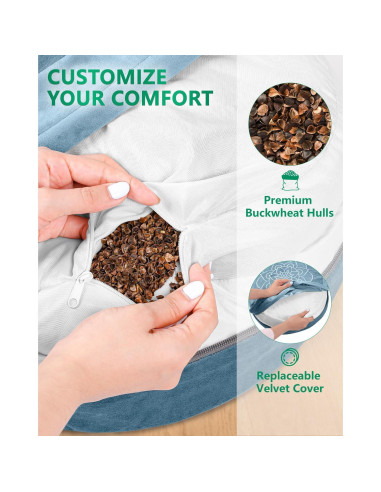 Cojín de Meditación Hihealer Grande Terciopelo Azul Zafu