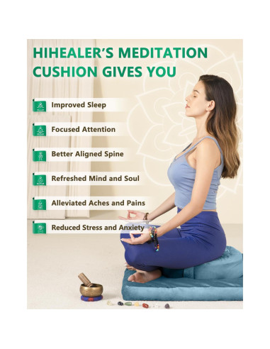 Cojín de Meditación Hihealer Grande Terciopelo Azul Zafu