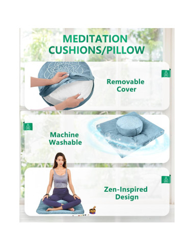 Cojín de Meditación Hihealer Grande Terciopelo Azul Zafu