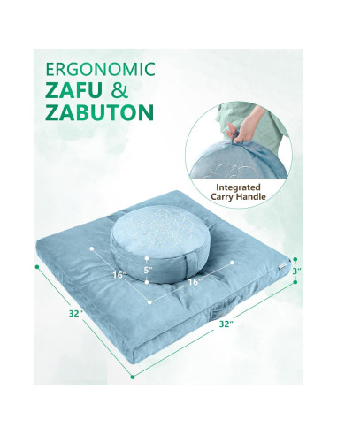 Cojín de Meditación Hihealer Grande Terciopelo Azul Zafu
