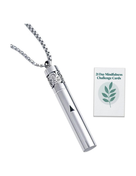 Collar Difusor de Aceite Esencial Mindfulness Plata 2-en-1