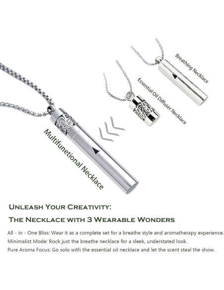 Collar Difusor de Aceite Esencial Mindfulness Plata 2-en-1