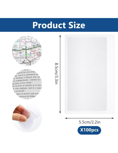 100 Tarjetas Lupa de Aumento Ubamdom 3x Portátiles 8.4x5.6cm