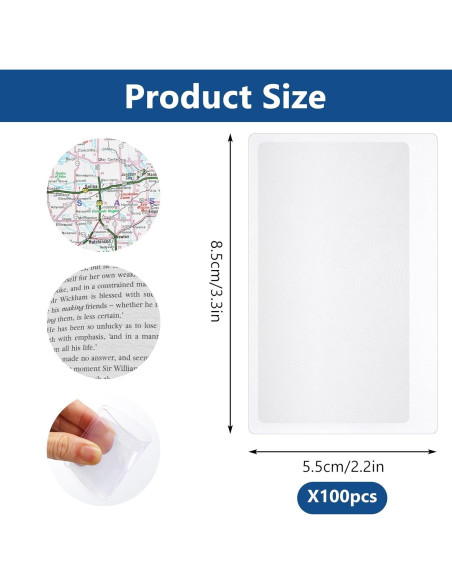 100 Tarjetas Lupa de Aumento Ubamdom 3x Portátiles 8.4x5.6cm