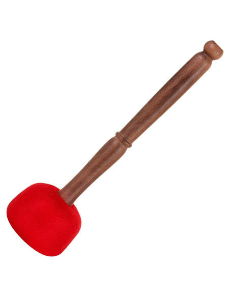 Mazo de Gong de Madera Nepalí Hecho a Mano 23cm con Cabeza de Fieltro