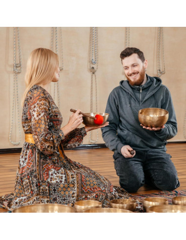 Mazo de Gong de Madera Nepalí Hecho a Mano 23cm con Cabeza de Fieltro