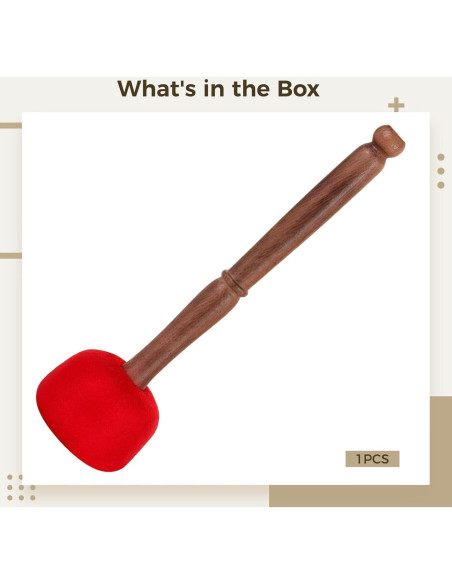 Mazo de Gong de Madera Nepalí Hecho a Mano 23cm con Cabeza de Fieltro