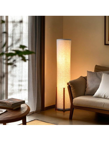 Lámpara de pie Brightech Parker 122 cm con base de madera