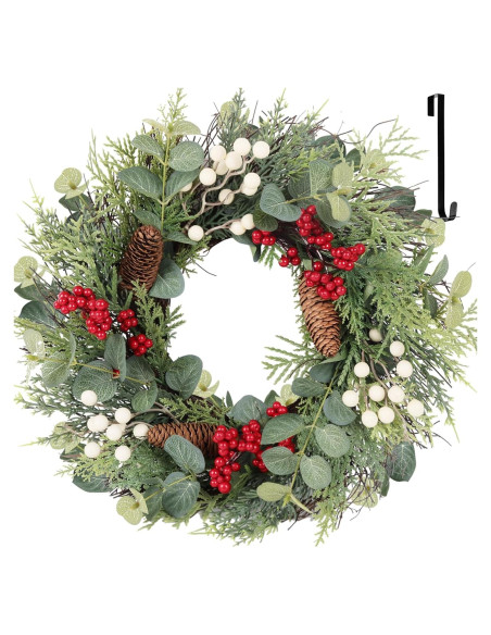 Corona de Navidad 55.88 cm Nisoger con Baya y Piña