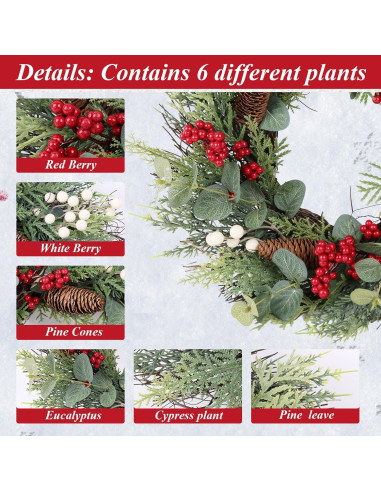 Corona de Navidad 55.88 cm Nisoger con Baya y Piña