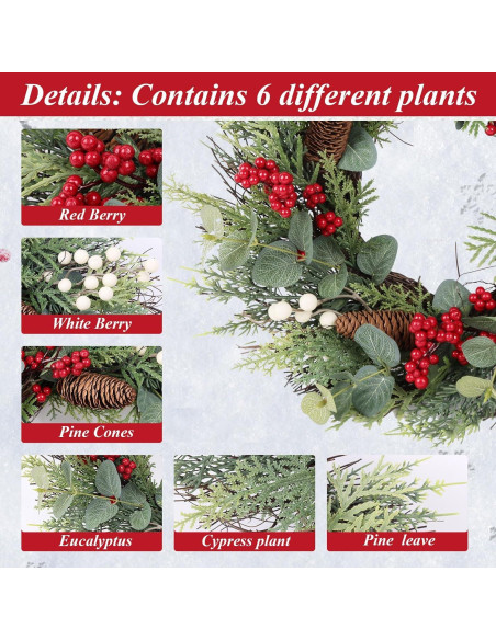 Corona de Navidad 55.88 cm Nisoger con Baya y Piña