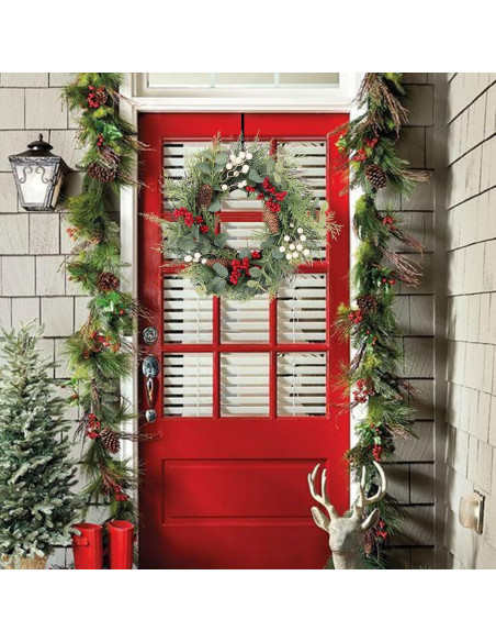 Corona de Navidad 55.88 cm Nisoger con Baya y Piña