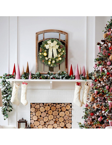 Corona de Navidad Iluminada Hausse 38 cm con Lazo Dorado