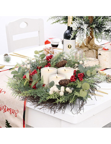 Corona de Navidad 55.88 cm Nisoger con Baya y Piña