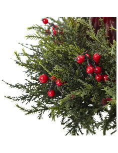 Candelabro de mesa Nearly Natural con bayas de cedro 40.6x38.1 cm 2