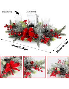 Centro de Mesa Navideño Rojo Moonet con 3 Copas de Cristal 2