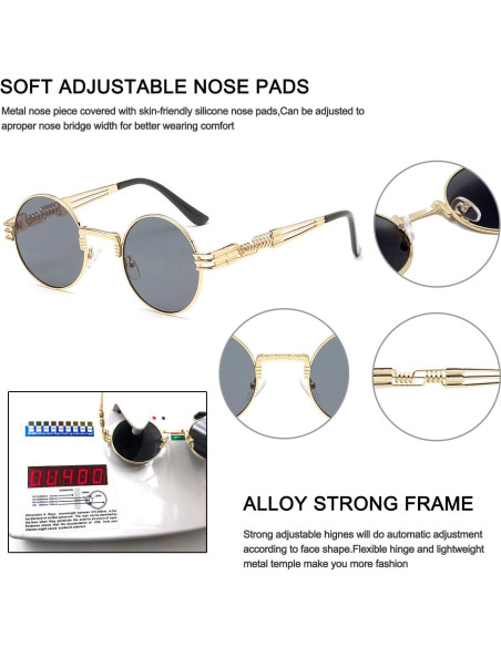 Gafas de Sol Steampunk Retro ProudDemon con Lente Redonda Gafas de Sol Steampunk Retro ProudDemon con Lente Redonda