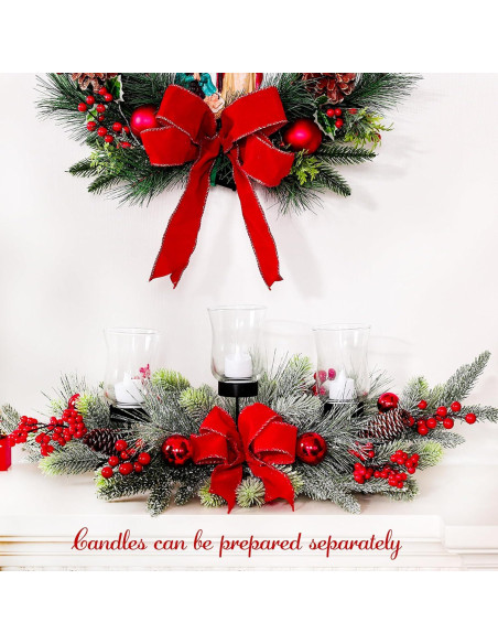 Centro de Mesa Navideño Rojo Moonet con 3 Copas de Cristal