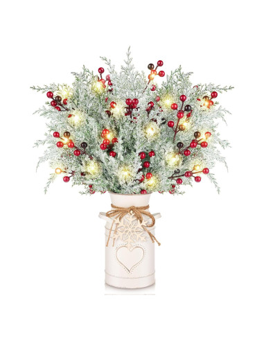 Juego de Decoración Navideña VAIPI 5 Piezas con Jarrón y Luces LED