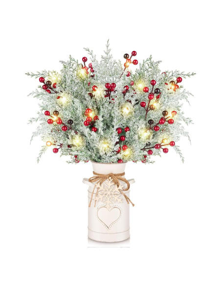 Juego de Decoración Navideña VAIPI 5 Piezas con Jarrón y Luces LED