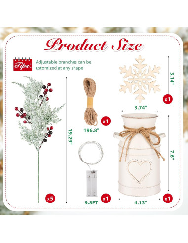 Juego de Decoración Navideña VAIPI 5 Piezas con Jarrón y Luces LED