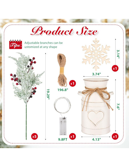 Juego de Decoración Navideña VAIPI 5 Piezas con Jarrón y Luces LED