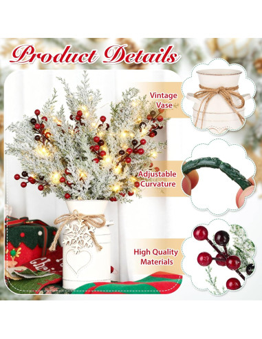Juego de Decoración Navideña VAIPI 5 Piezas con Jarrón y Luces LED