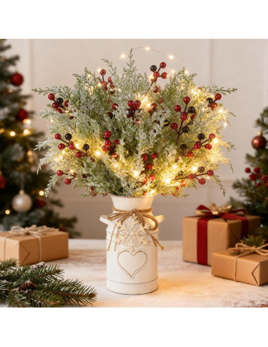 Juego de Decoración Navideña VAIPI 5 Piezas con Jarrón y Luces LED