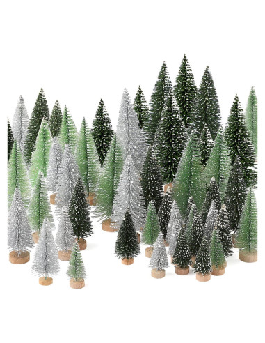 30 Mini Árboles de Navidad Hatisan con Base de Madera 5-13 cm