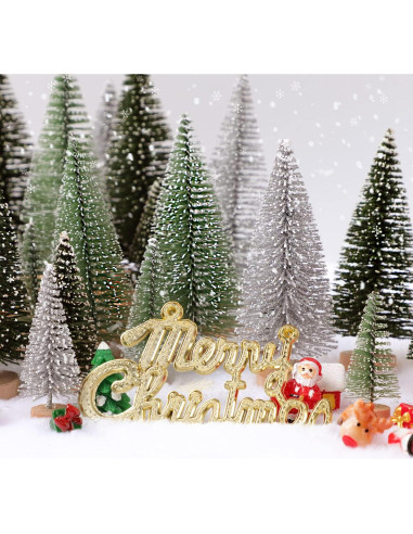 30 Mini Árboles de Navidad Hatisan con Base de Madera 5-13 cm