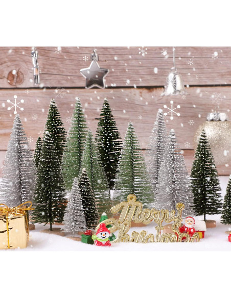 30 Mini Árboles de Navidad Hatisan con Base de Madera 5-13 cm