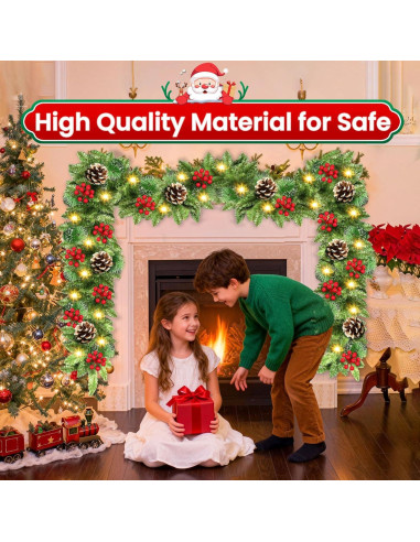 Guirnalda de Navidad JTSIOV 2.74m con Luces LED y Decoración
