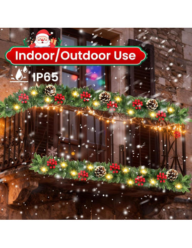 Guirnalda de Navidad JTSIOV 2.74m con Luces LED y Decoración