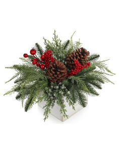 Centro de Mesa Navideño Hollyone Árbol Pino Norfolk 25.4cm